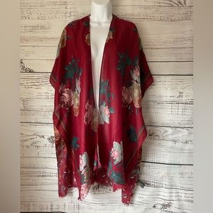 Maroon Floral Kimono